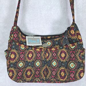 Mona B Handbags Quilted Colorful Hobo Shoulder Bag Footed Cotton Peasant NWT